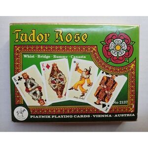 VTG Piatnik Tudor Rose Playing Cards Vienna Austria No. 2137 Double Deck Cards